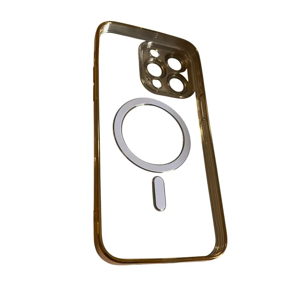 iPhone 13 Magnetic Case [MagSafe Compatible] Full Camera Lens Protector Gold Edg